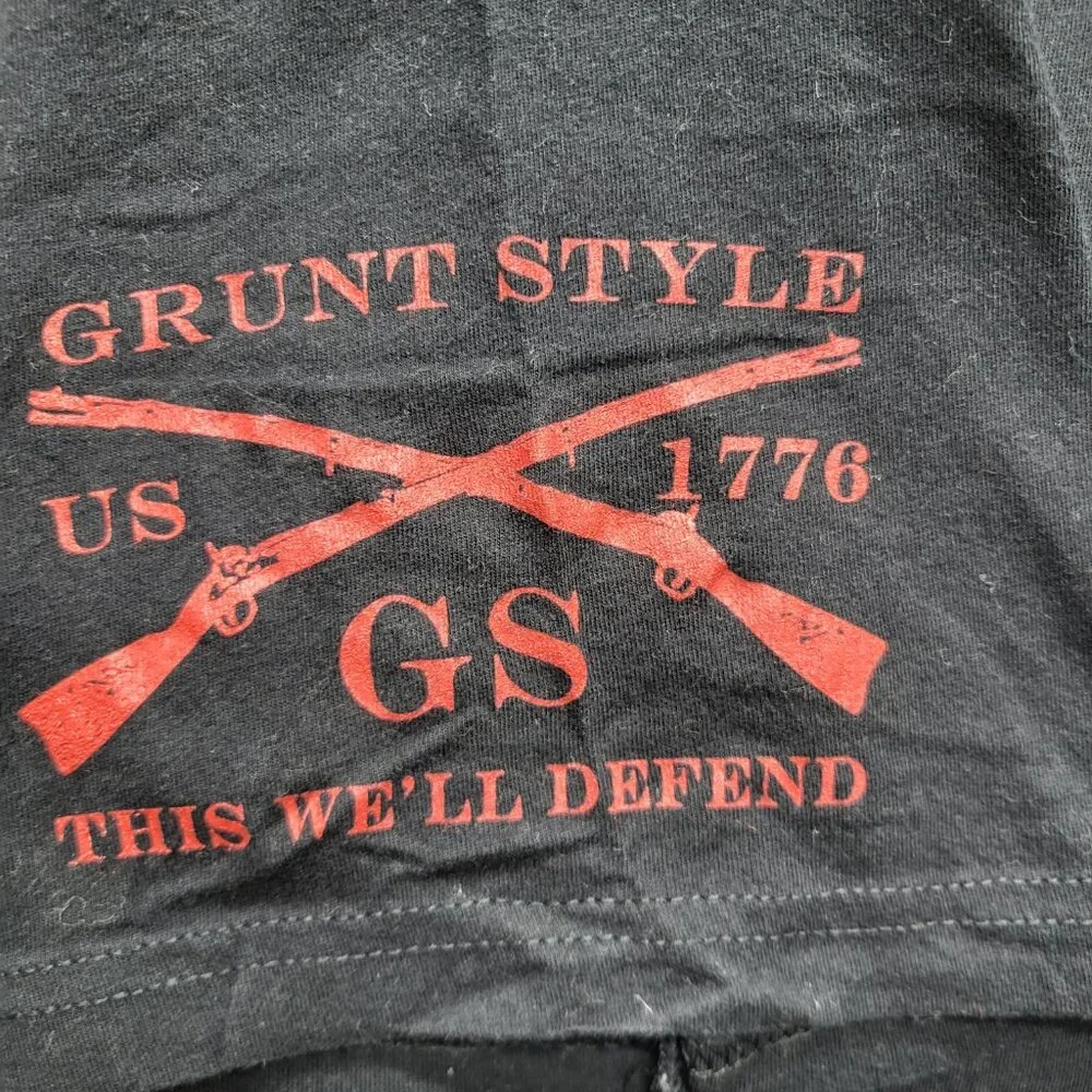 Grunt Style Men Shirt 2XL Black Graphic‎ Print Flag Biohazard Logo Short
